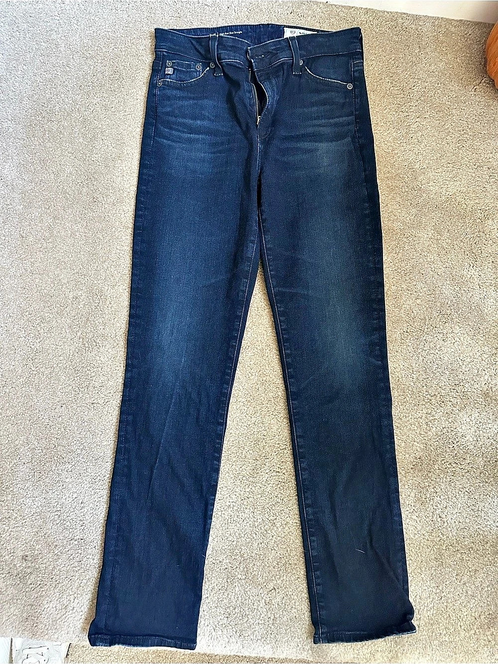 AG Adriano Goldschmied Mari High-Rise Slim Straight Jeans Blue Waist 27